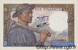 10 Francs MINEUR FRANCE  1941 F.08.01 AU+