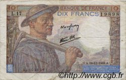 10 Francs MINEUR FRANKREICH  1942 F.08.05 S