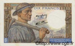 10 Francs MINEUR FRANKREICH  1943 F.08.08 fST+