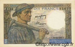 10 Francs MINEUR FRANKREICH  1947 F.08.18 VZ+