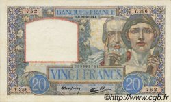 20 Francs TRAVAIL ET SCIENCE FRANCE  1940 F.12.02 VF