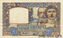 20 Francs TRAVAIL ET SCIENCE FRANCE  1941 F.12.14 VF+