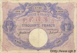 50 Francs BLEU ET ROSE FRANCE  1913 F.14.26 F - VF