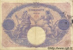50 Francs BLEU ET ROSE FRANCIA  1914 F.14.27 BC a MBC
