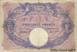 50 Francs BLEU ET ROSE FRANCIA  1918 F.14.31 q.BB