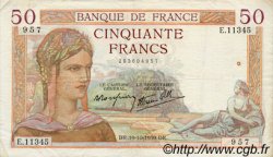 50 Francs CÉRÈS modifié FRANCE  1939 F.18.33 VF-