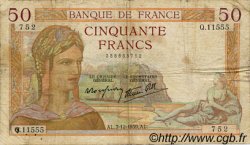 50 Francs CÉRÈS modifié FRANCE  1939 F.18.35 G