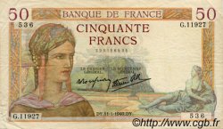 50 Francs CÉRÈS modifié FRANCE  1940 F.18.37 VF