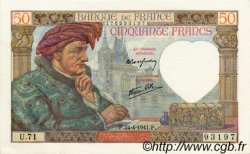 50 Francs JACQUES CŒUR FRANCE  1941 F.19.09 UNC-