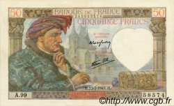50 Francs JACQUES CŒUR FRANCE  1941 F.19.12 XF