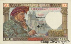 50 Francs JACQUES CŒUR FRANKREICH  1942 F.19.18 VZ+