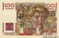 100 Francs JEUNE PAYSAN FRANKREICH  1950 F.28.26 VZ+