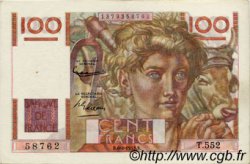 100 Francs JEUNE PAYSAN filigrane inversé FRANCIA  1953 F.28bis.02 EBC