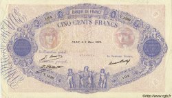 500 Francs BLEU ET ROSE FRANKREICH  1927 F.30.31 fVZ