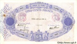 500 Francs BLEU ET ROSE modifié FRANCE  1938 F.31.16 VF