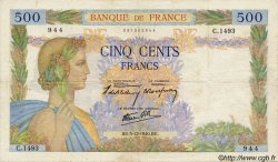 500 Francs LA PAIX FRANCIA  1940 F.32.10 MBC