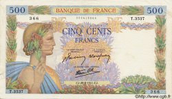 500 Francs LA PAIX FRANKREICH  1941 F.32.21 SS