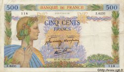 500 Francs LA PAIX FRANCIA  1942 F.32.37 MBC