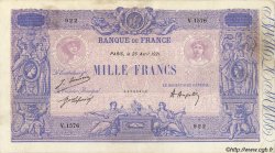 1000 Francs BLEU ET ROSE FRANCIA  1921 F.36.37 BC+