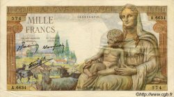 1000 Francs DÉESSE DÉMÉTER FRANCE  1943 F.40.28 F+