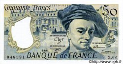 50 Francs QUENTIN DE LA TOUR FRANCIA  1991 F.67.17 SPL+ a AU