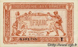 1 Franc TRÉSORERIE AUX ARMÉES 1919 FRANCIA  1919 VF.04.07 SPL a AU