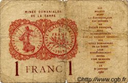 1 Franc MINES DOMANIALES DE LA SARRE FRANKREICH  1920 VF.51.02 fS