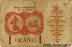 1 Franc MINES DOMANIALES DE LA SARRE FRANKREICH  1920 VF.51.04 SGE