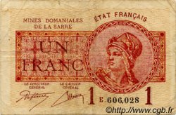 1 Franc MINES DOMANIALES DE LA SARRE FRANCIA  1920 VF.51.05 BC+