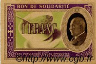 1 Franc BON DE SOLIDARITÉ FRANCE regionalism and miscellaneous  1941 KL.02A UNC-