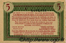 5 Francs BON DE SOLIDARITÉ FRANCE regionalism and miscellaneous  1941 KL.05B UNC-