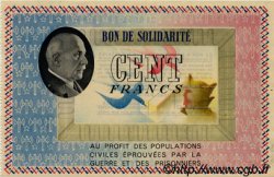 100 Francs BON DE SOLIDARITÉ FRANCE regionalism and miscellaneous  1941 KL.10C UNC-