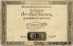 10 Livres FRANCE  1791 Laf.146 VF