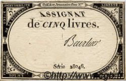 5 Livres FRANCIA  1793 Ass.46a B a MB