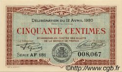 50 Centimes FRANCE regionalism and various Chambéry 1920 JP.044.12 UNC