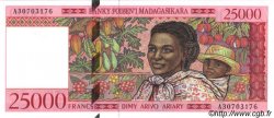 25000 Francs - 5000 Ariary MADAGASCAR  1998 P.082 UNC