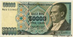 50000 Lira TURKEY  1995 P.204 UNC-