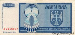 100000000 Dinara BOSNIE HERZÉGOVINE  1993 P.146a TTB