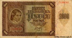 1000 Kuna CROAZIA  1941 P.04a MB