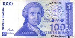1000 Dinara CROATIE  1991 P.22a TTB