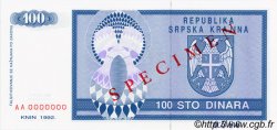 100 Dinara Spécimen KROATIEN  1992 P.R03s ST