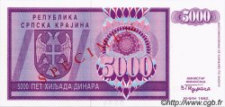 5000 Dinara Spécimen CROATIA  1992 P.R06s UNC