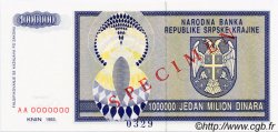 1000000 Dinara Spécimen CROACIA  1993 P.R10s FDC