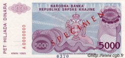 5000 Dinara Spécimen CROATIE  1993 P.R20s