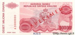 10000000 Dinara Spécimen CROATIA  1994 P.R34s UNC