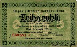 3 Rubli LETONIA Riga 1919 P.-- BC+