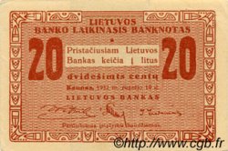 20 Centu LITHUANIA  1922 P.03a XF+