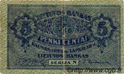 5 Centai LITHUANIA  1922 P.09a VG