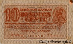 10 Centu LITUANIA  1922 P.10a q.BB