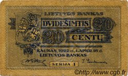 20 Centu LITHUANIA  1922 P.11a F-